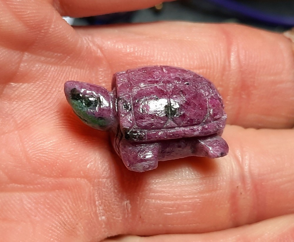 🐢66.45ct Natural Solid Ruby-Zoisite Turtle Gem Carving/Figurine🐢