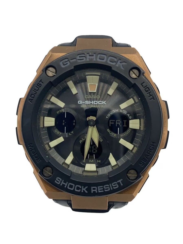 CASIO Solar Watch G SHOCK Digital Analog  Leather BLK BLK