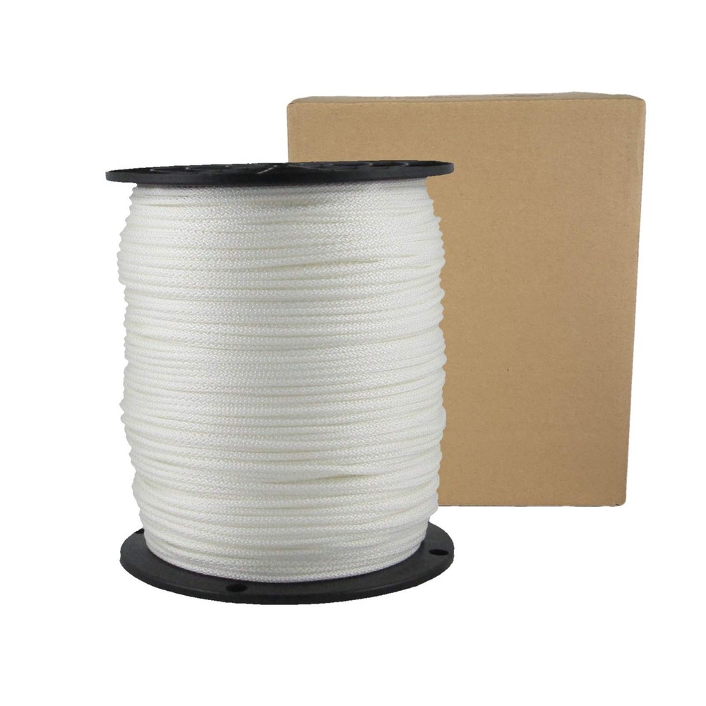 1/8 inch White Dacron Polyester Rope - 1000 Foot Spool | Solid Braid - Indust...