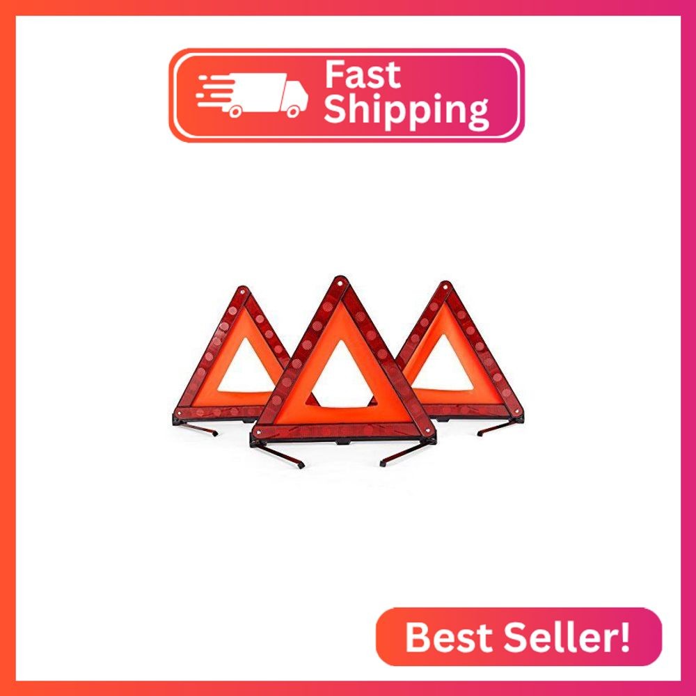 DEDC Warning Triangle, Foldable Safety Triangle, Triple Warning Kit, Warning Tri