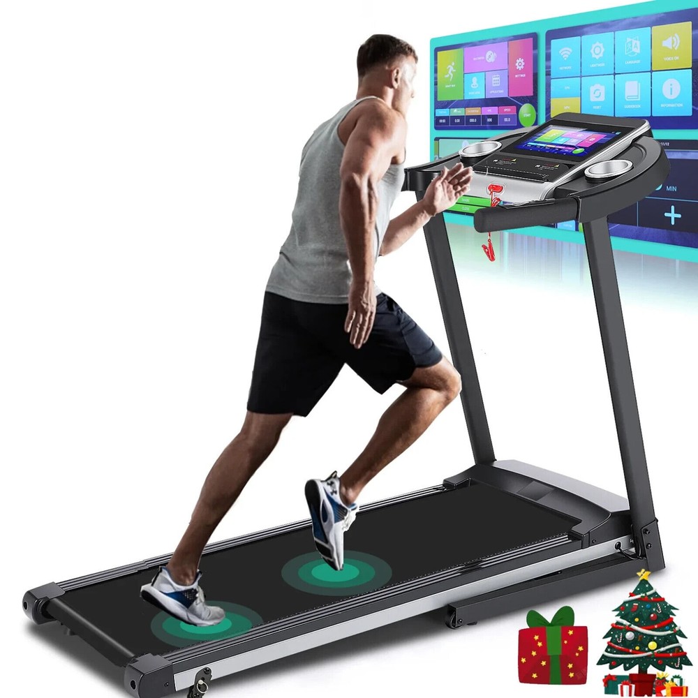 Electric Treadmill Foldable Machine Quiet Powerful Motor with Wider Running Belt