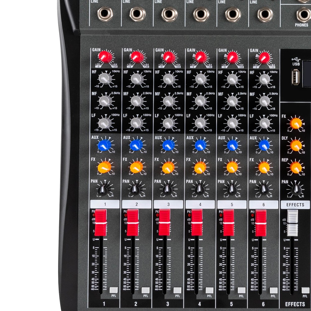 Professional Digital 6Channel Bluetooth Live Studio Audio Mixer Power Mixing USB