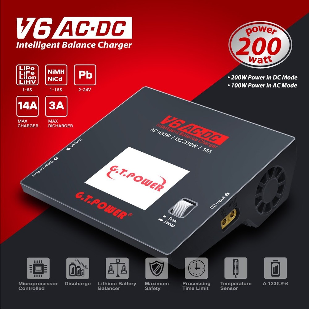 G.T.POWER  V6 ACDC 200W  charger