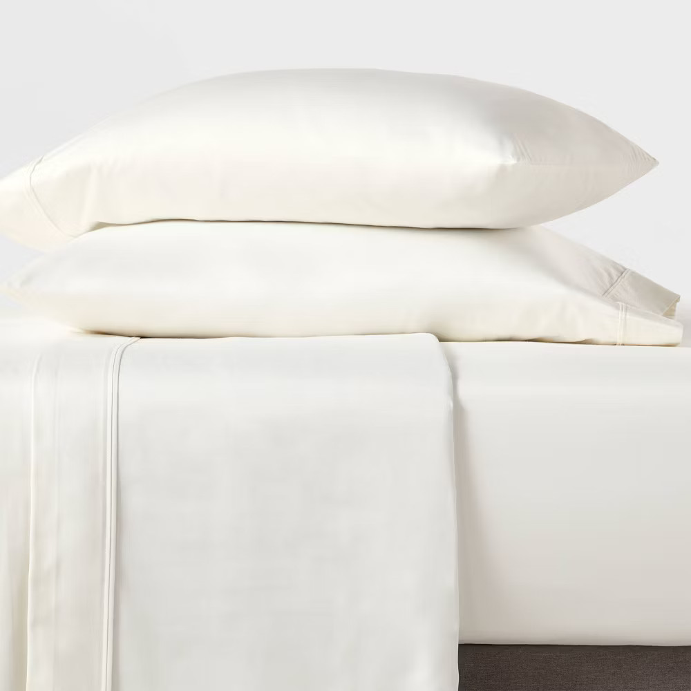 Queen 400 Thread Count Performance Fitted Sheet Sour Cream - Threshold: Cotton