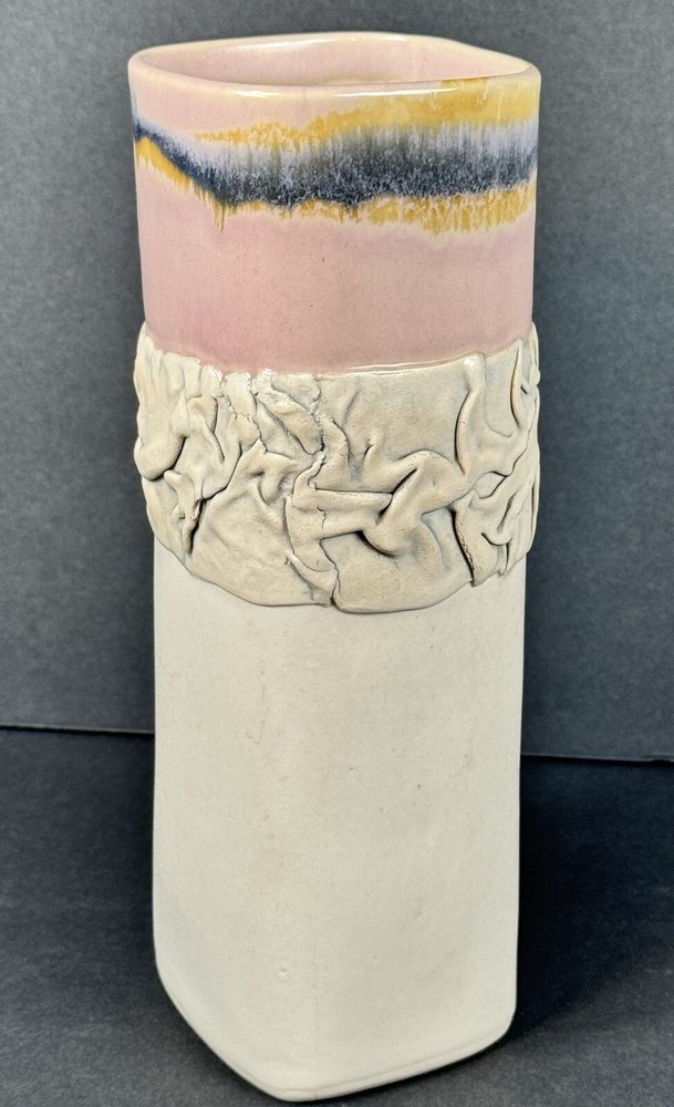 90s Style Signed Pottery Vase