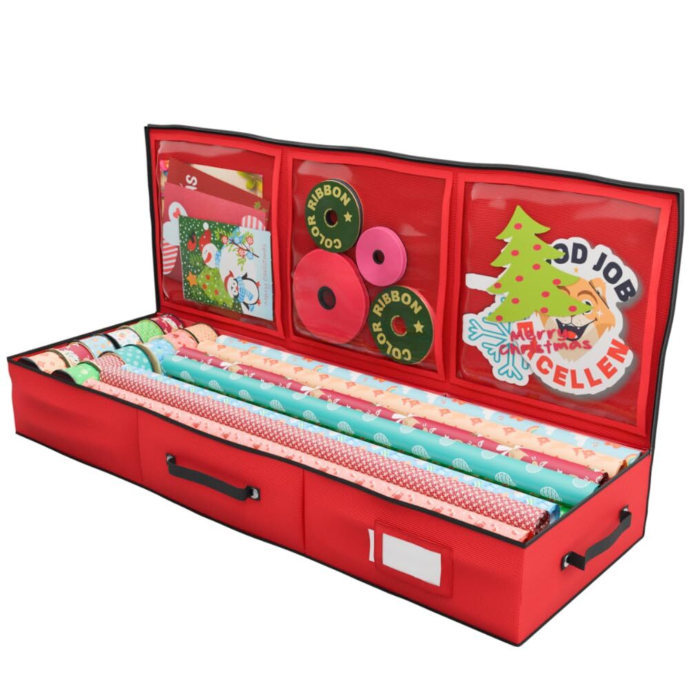 Wrapping Paper Storage Container | Gift Wrap Organizer Under Bed | 41”x14”x6”...