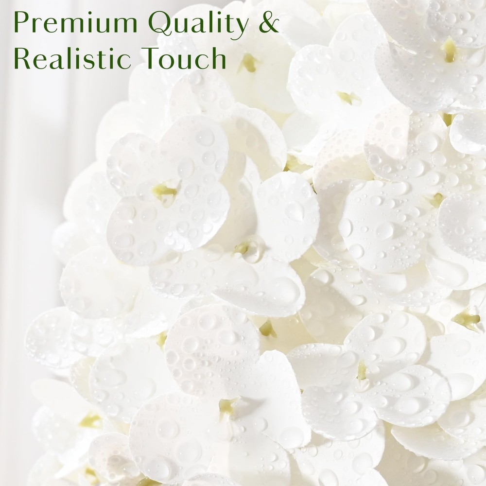 6 Pcs White Hydrangea Artificial Flowers Latex Real Touch Hydrangea, 21 inch ...