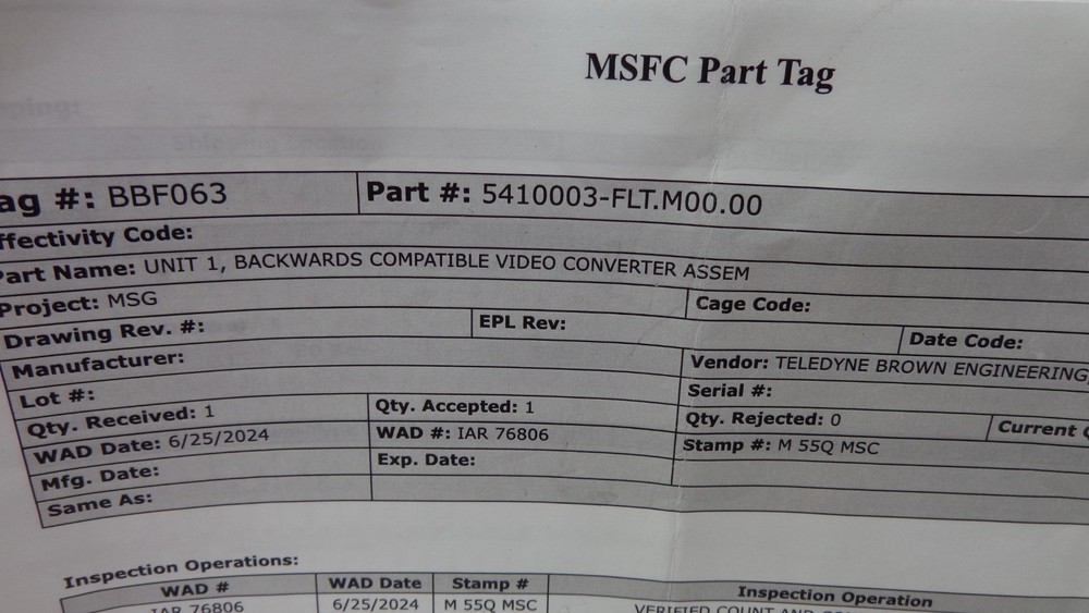 TEC MASTER MSG VIDEO CONVERTER, BACKWARDS COMPATABLE VIDEO CONVERTOR, SpaceX 30