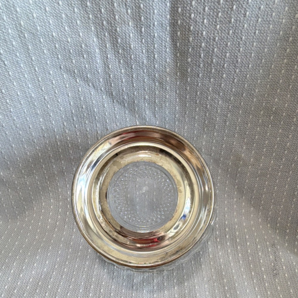 Vintage Silver-Plated Clear Glass Dish Bowl Elegant Tableware