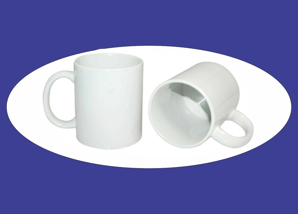 Four (4) 11oz Sublimation Ceramic Mugs, Glossy White