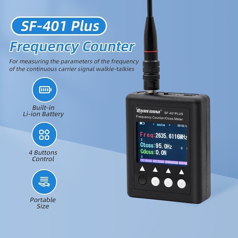Portable Frequency Counter Meter 27-3000MHz W/ DCS Decoder Two-way Radio Black