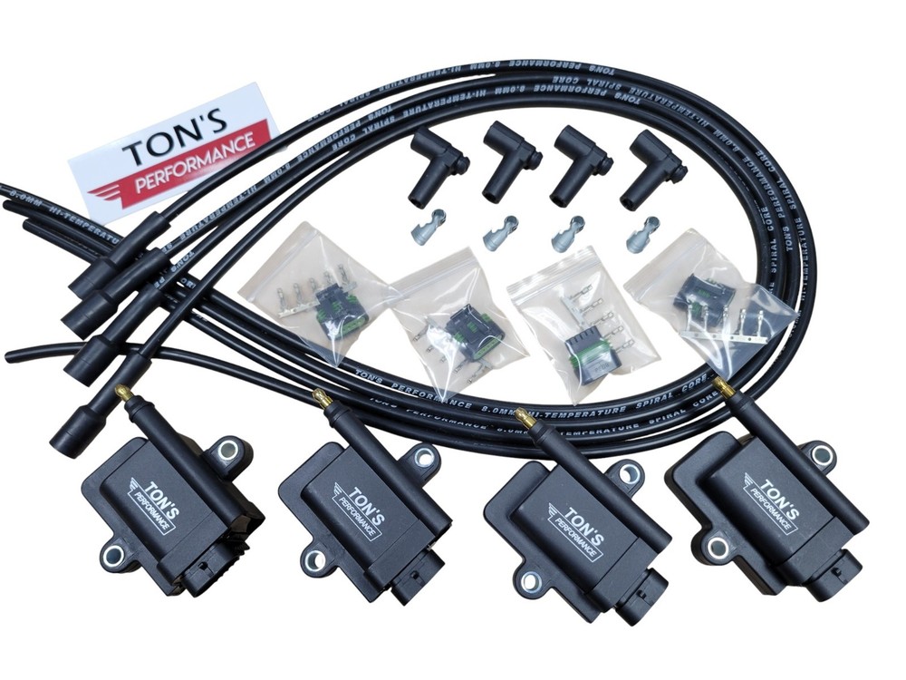Ton's Performance IGTB 4 Cylinder Ignition Coil Conversion Kit Plug Wire Set 180