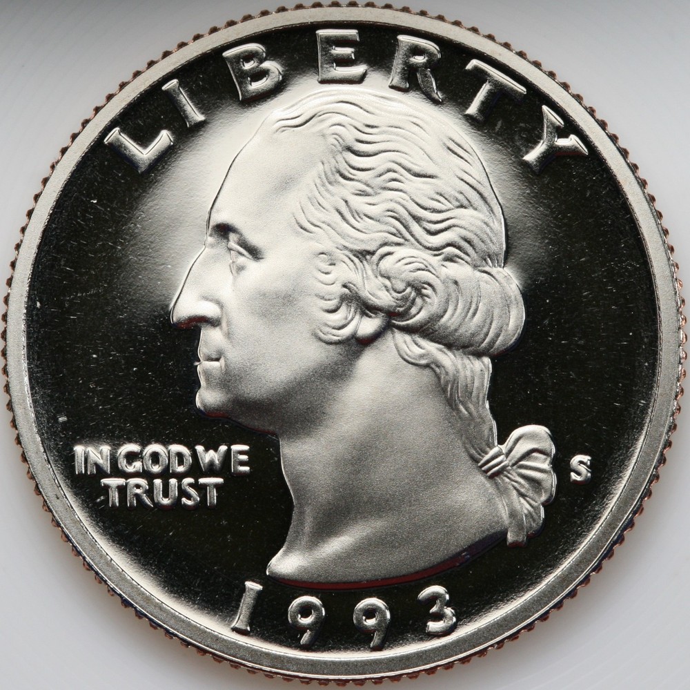 1993 S Gem DCam Proof Washington Quarter CN-Clad