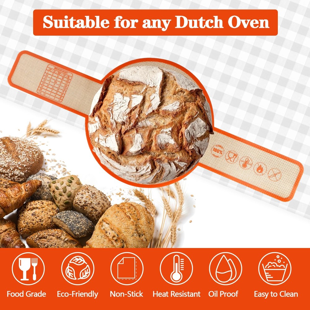 UBeesize Thickened Silicone Bread Sling, Reusable Sourdough Bread Baking Mat For