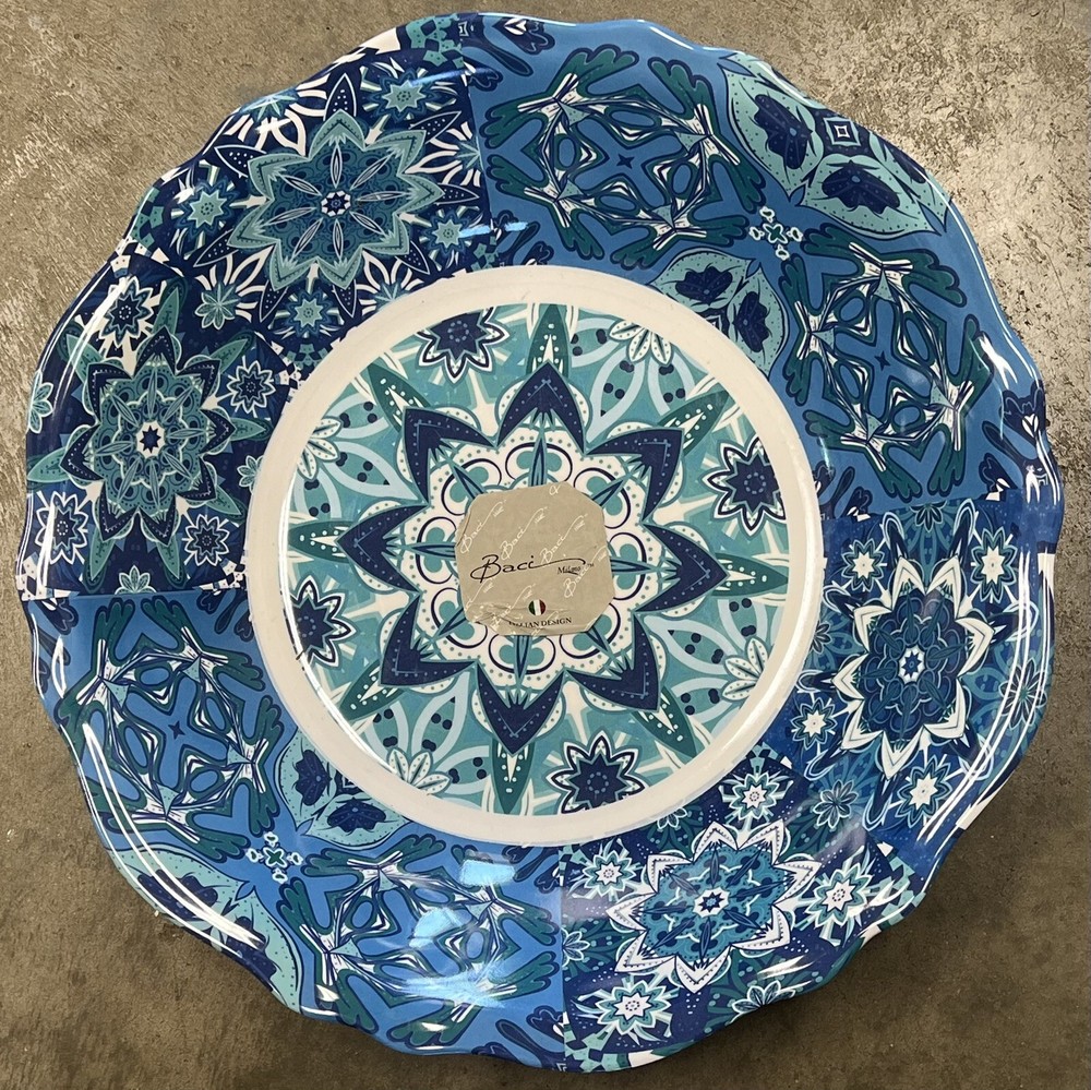 Baci Malino Blue Medallion MELAMINE Serving Bowl