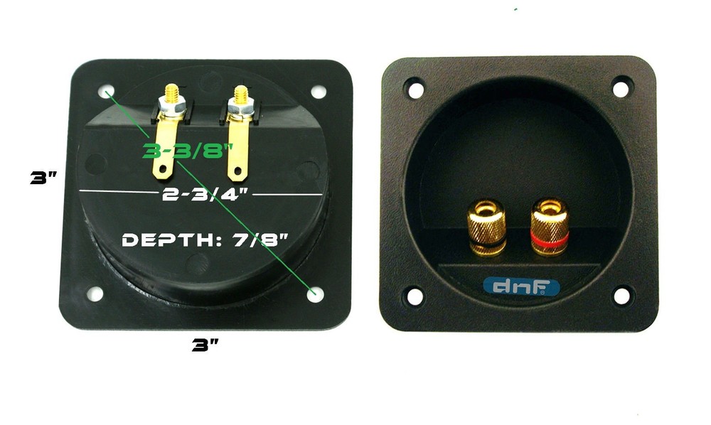 2 PACK SPEAKER BOX TERMINAL SQUARE TWIST CUP CONNECTOR SUBWOOFER ENCLOSURE WIRE
