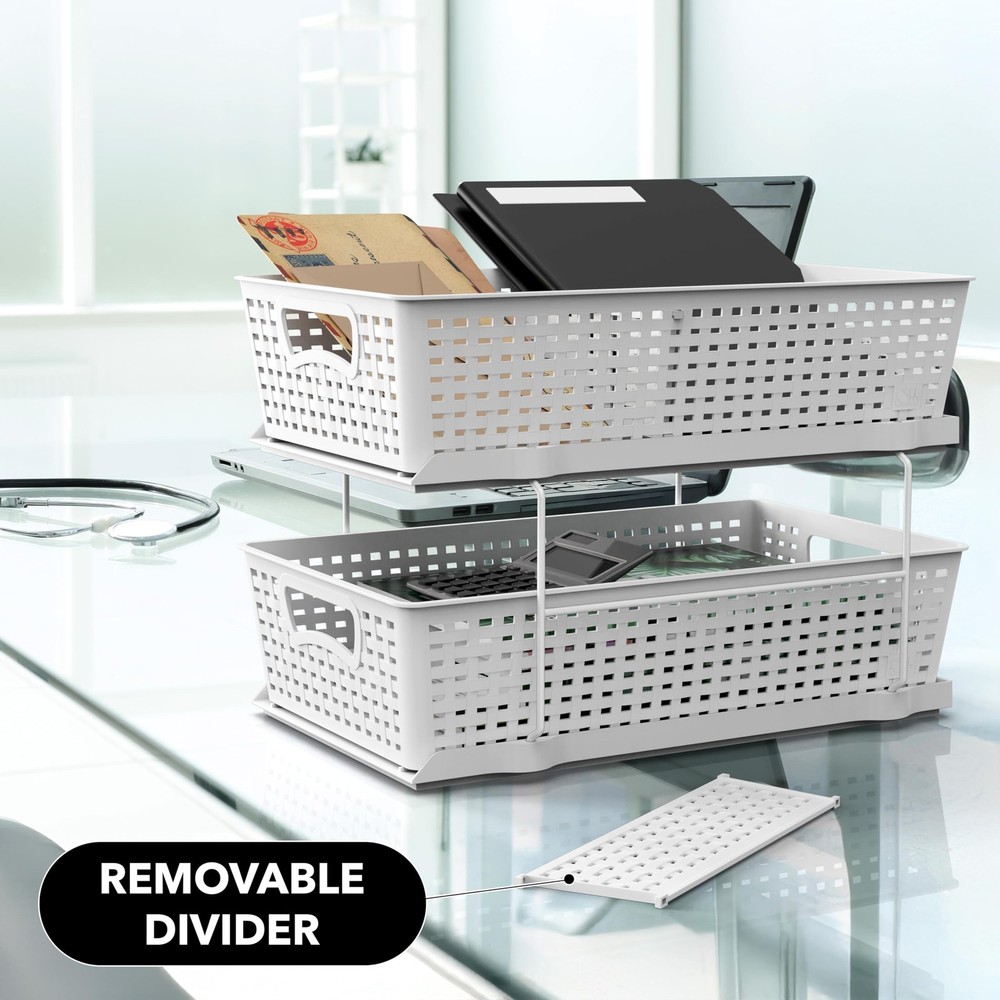 2 Tier Bathroom Organizer Tray Pull-Out Sliding Drawer, Under Sink Storage, W...