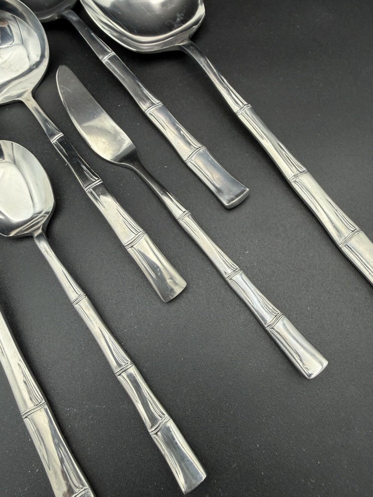 Bamboo Flatware 80 Pieces ABSOLUTELY FABULOUS! Stainless. Service For Eight