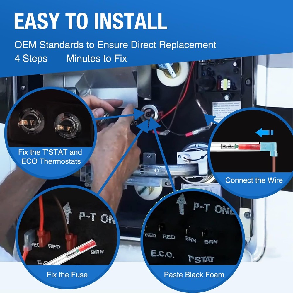 Lrichy RV Water Heater Thermal Cutoff & ECO Thermostat Assembly 1 Pack, Black