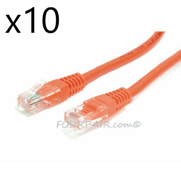 10 Pack Lot 15ft CAT6 Ethernet Network LAN Router Patch Cable Cord Wire Orange