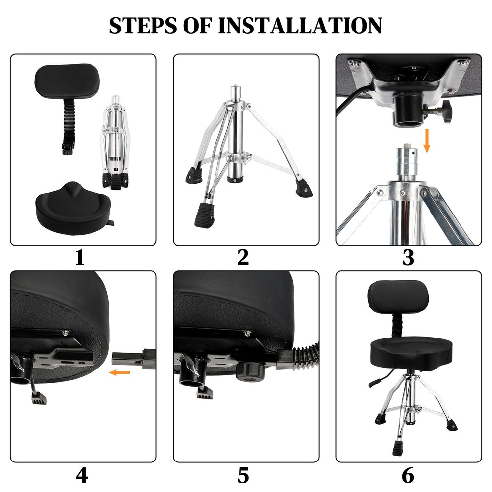 Drum Throne with Backrest, Hydraulic Drum Stool Adjustable Height