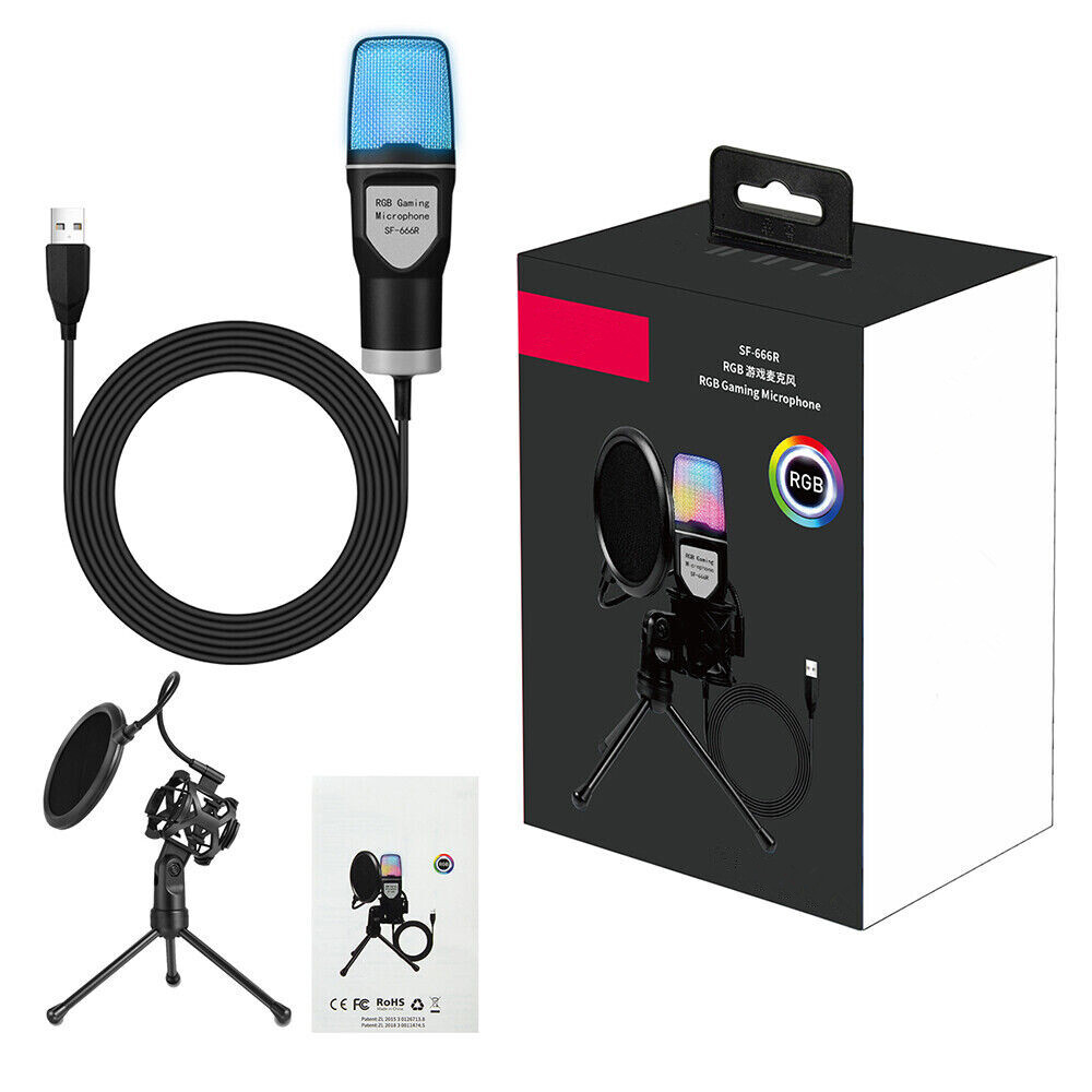 Desktop Condenser Microphone Mic Kit Broadcasting Studio Recording for PC Laptop