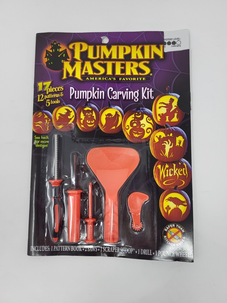 Pumpkin Masters Carving Kit 17 pieces 12 patterns 5 Tools Halloween