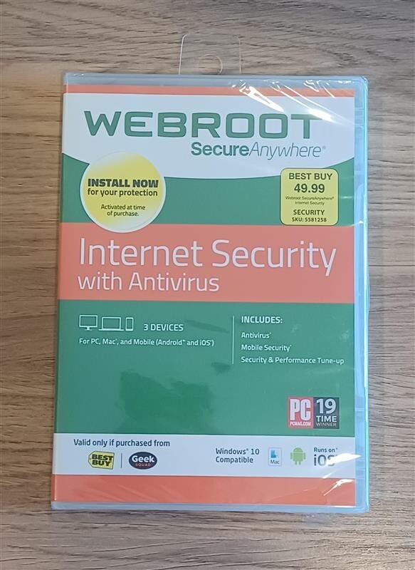 WEBROOT Secure Anywhere Internet Security - Antivirus 3 Devices NEW SEALED