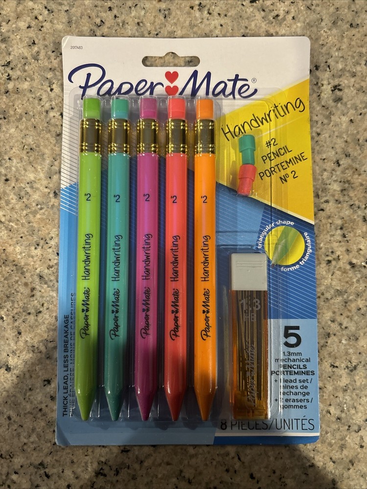 Paper Mate Mechanical Pencils for Handwriting Triangular 5/PK AST 2017483