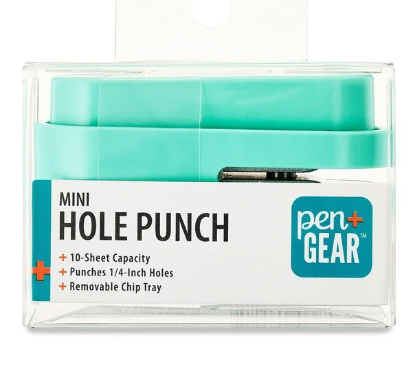 Pen+Gear Mini Hole Punch, Green