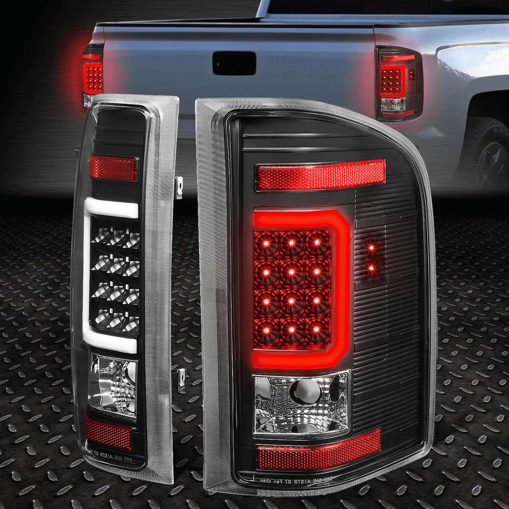 FOR 07-14 CHEVY SILVERADO 3D C-BAR TAIL+LED 3RD THIRD BRAKE/CARGO LIGHT BLACK