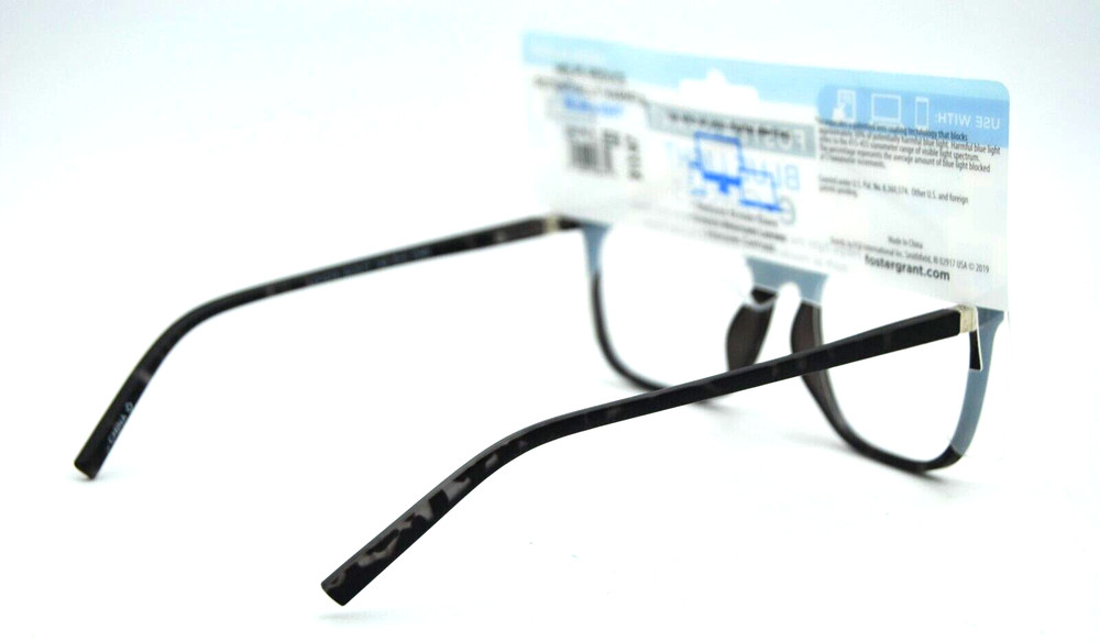 Foster Grant E-Glasses ERIC CHR Square Gray Tortoise Blue Light Digital Glasses