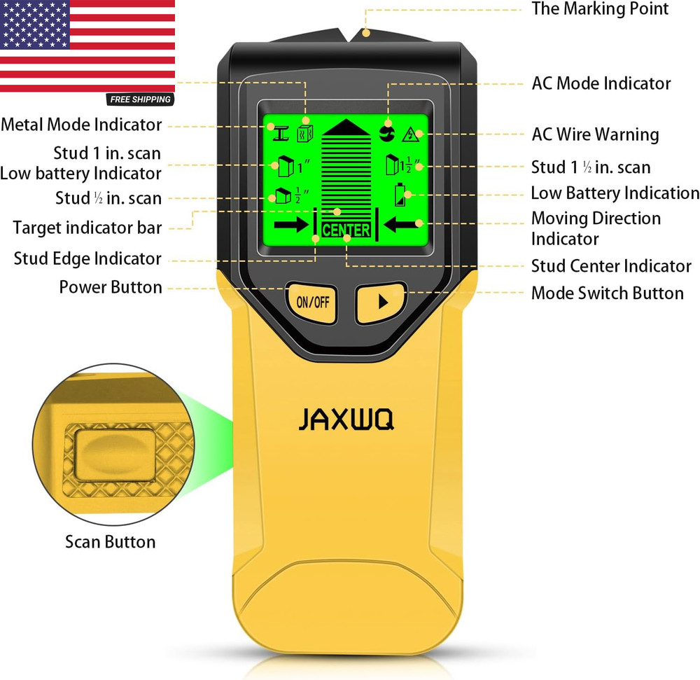 Stud Finder Wall Scanner - 5 in 1 Stud Finder Tool W/Microprocessor Chip and HD