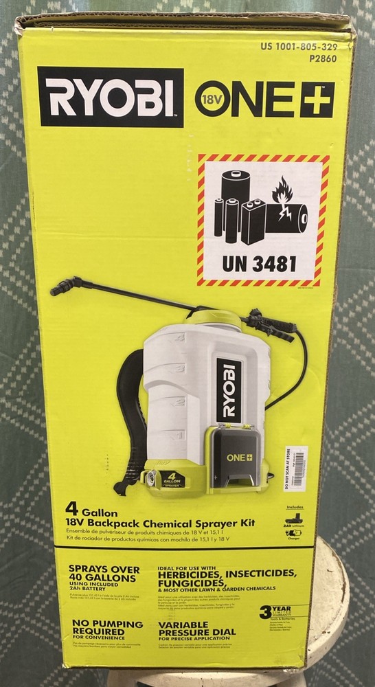Ryobi One P2860 4 Gal Backpack Sprayer