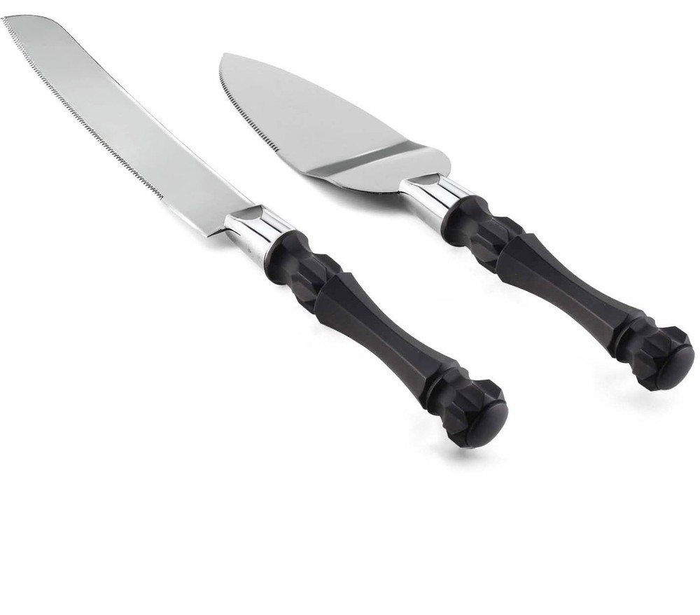 Black Cake Knife and Server Set, Cake Cutter & Pie Spatula, Cake Server Set of 2