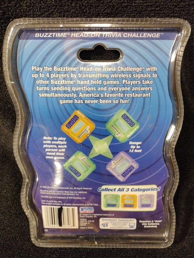 💥Buzztime Head-on Trivia Challenge Handheld Electronic Wireless Game Purple