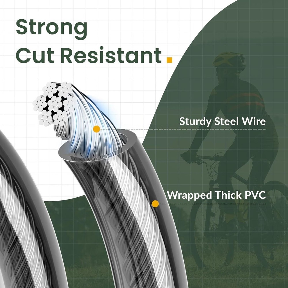 Bike Lock Cable,12mm Thick Security Cable with Loops (4ft)