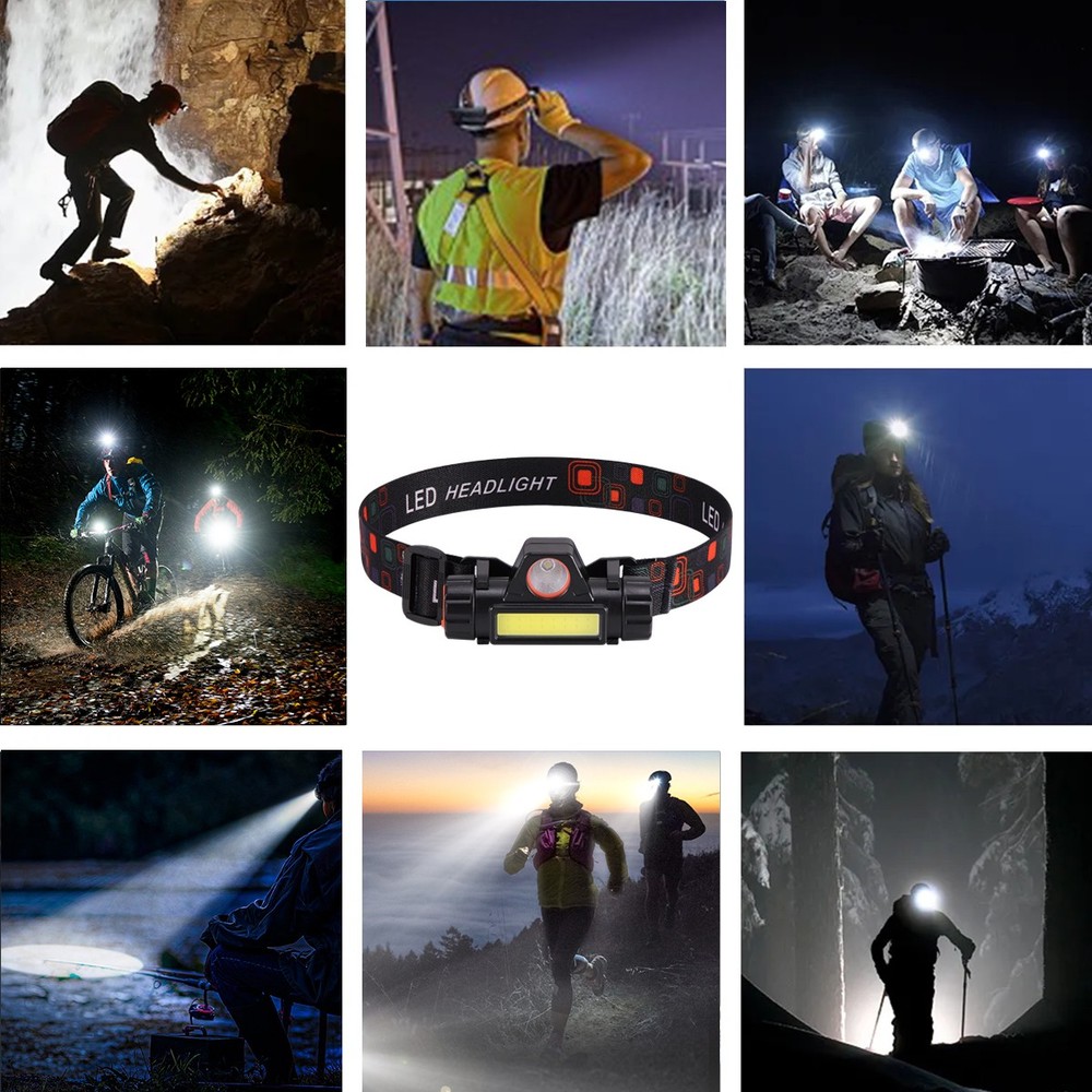 USB Rechargeable Waterproof Headlamp LED HeadLight Flashlight w/ Magnetic Base