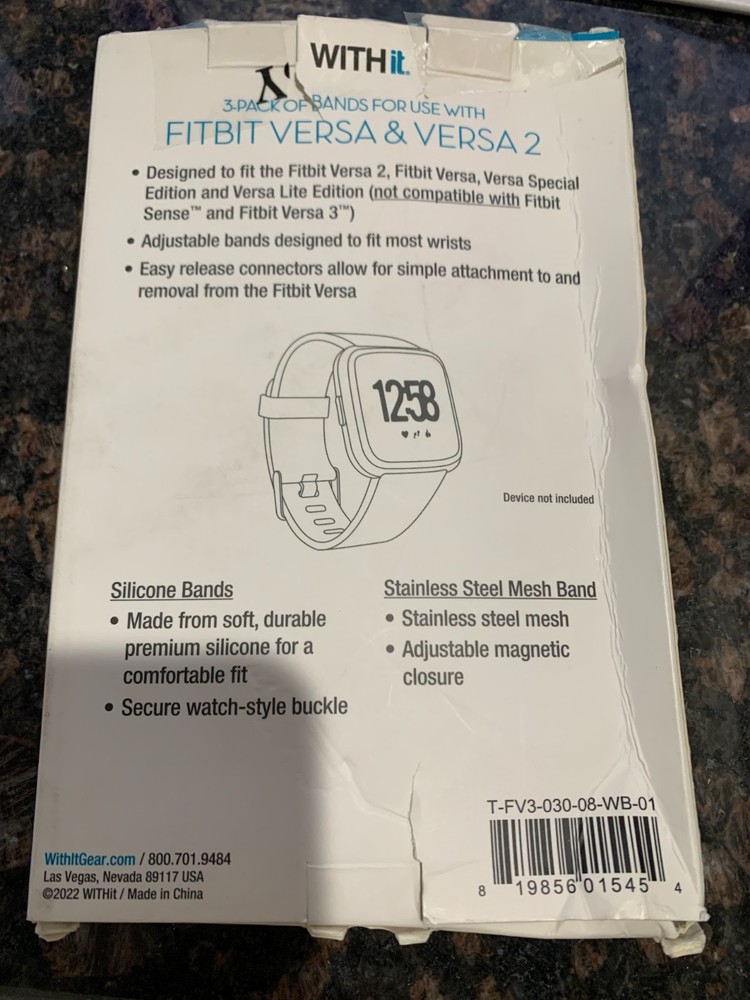 New Silicone Replacement Band for Fitbit Versa / Versa 2 – Navy Blue - Withit
