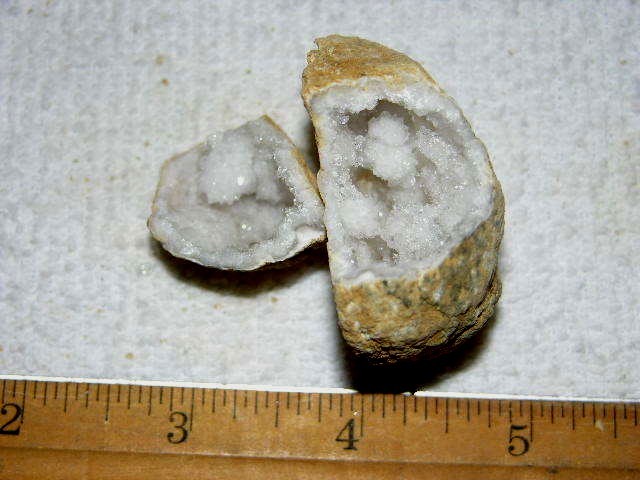 Geode pair opened with crystal centers 2 inch G18