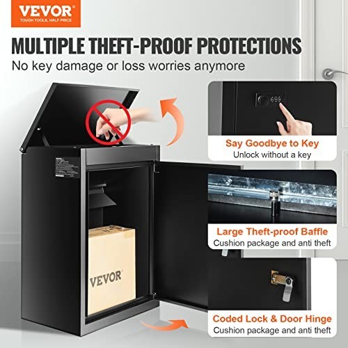 Large Lockable Parcel Drop Box - Galvanized Steel, Waterproof, Anti-Theft, Coded