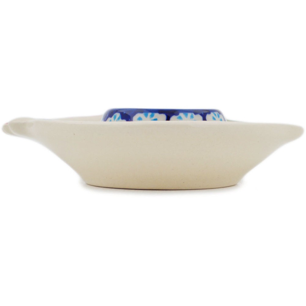 Polish Pottery Egg Plate 5" Blue Chain UNIKAT