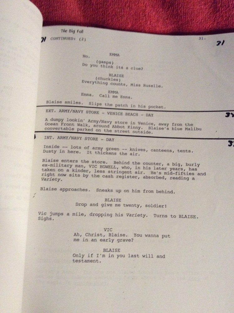 ORIGINAL SCRIPT THE BIG FALL C. THOMAS HOWELL KATHY GRIFFIN WILLIAM APPLEGATE JR