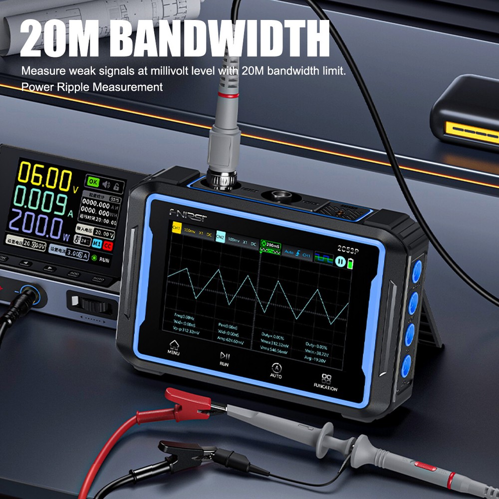 Dual Channel Flat Panel Oscilloscope 4.5 Digit Multimeter Signal Generator 3in1.