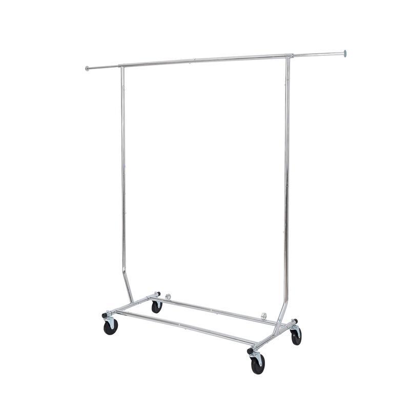 Heavy Duty Folding Adjustable Garment Rack Rolling Storage Solution 100lbs New