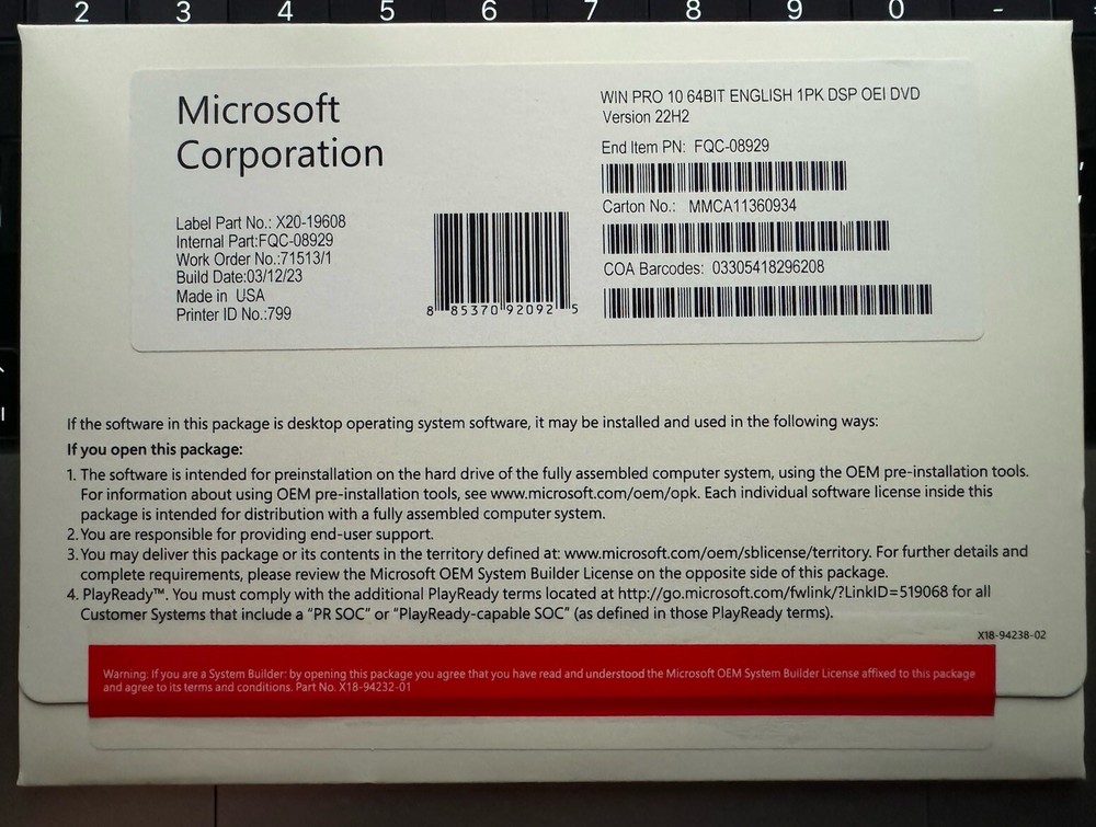 Genuine Windows 10 Pro 64 bit CD Version, Brand New, FREE SHIPPING!
