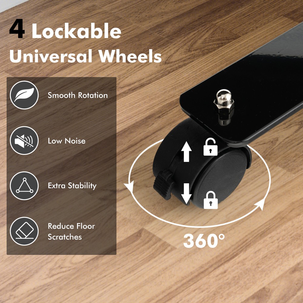 6FT Single Panel Room Divider w/ Wheels Rolling Fabric Partition Privacy Screen