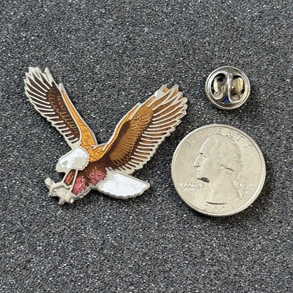 Silver Tone Flying American Bald Eagle Pin Pinback #48282