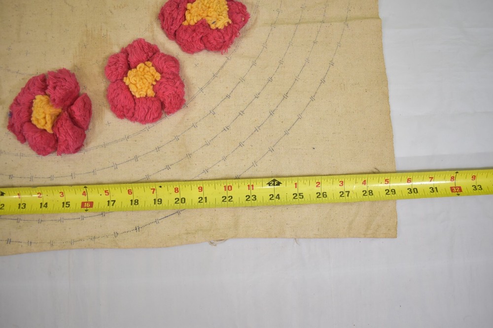 Vintage Punch Needle Pattern Round Circle Flower Pattern Unfinished