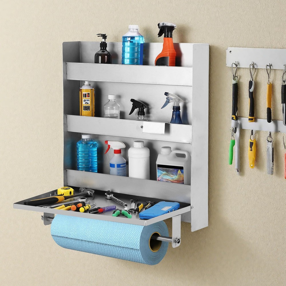 Metal Garage Tool Storage Cabinet Wall Mounted with Foldable Platform Workshop
